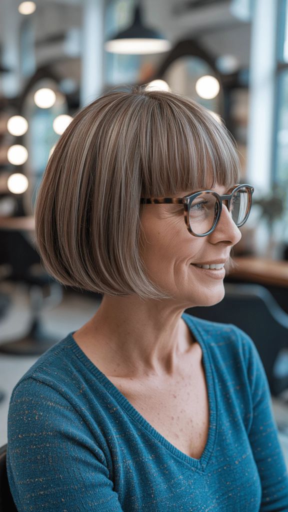 Precise Bob With Bangs In Ash Blonde