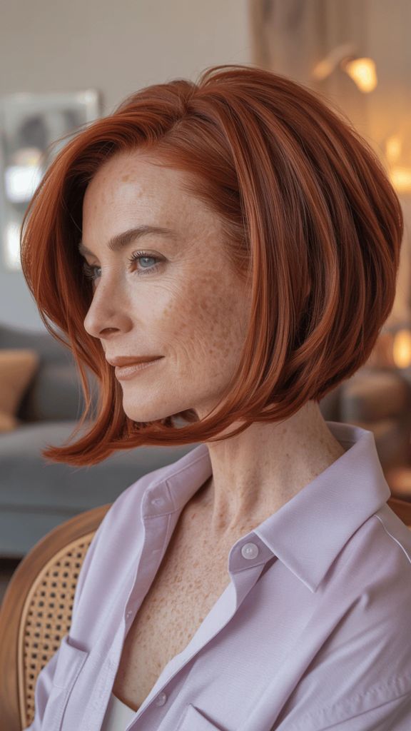 Vibrant Copper Bob With Face-Framing Layers