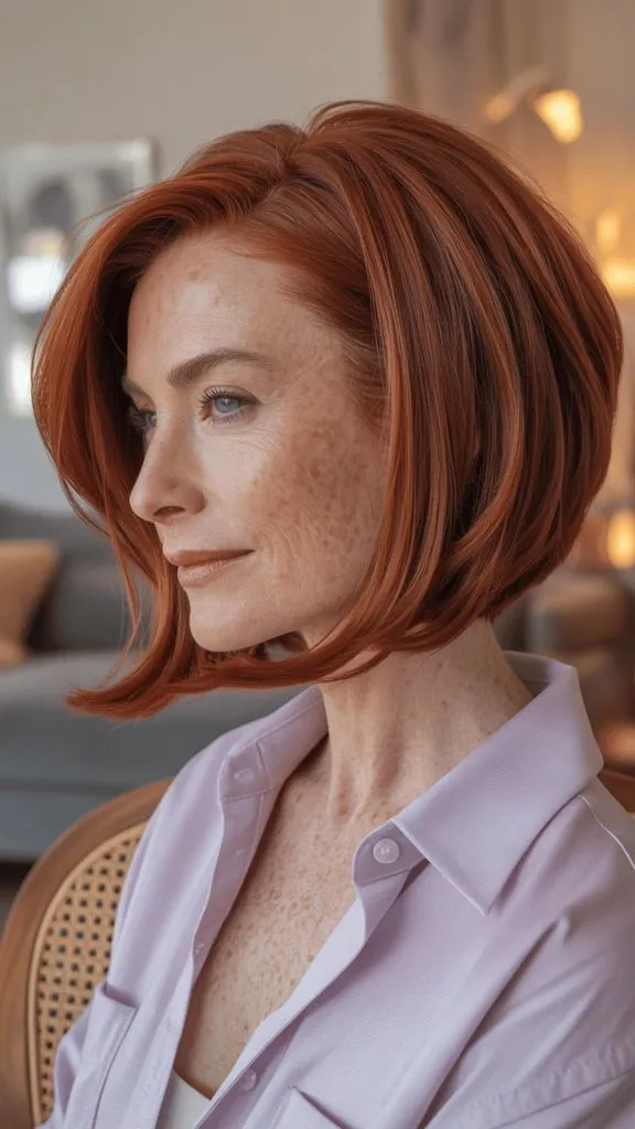 Vibrant Copper Bob With Face-Framing Layers