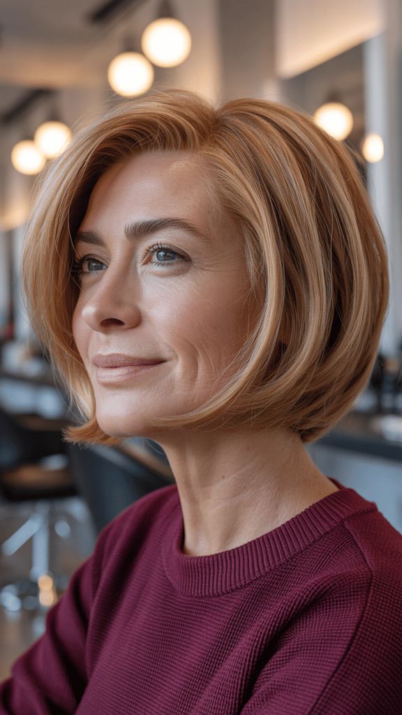 Rounded Strawberry-Blonde Bob With Warmth