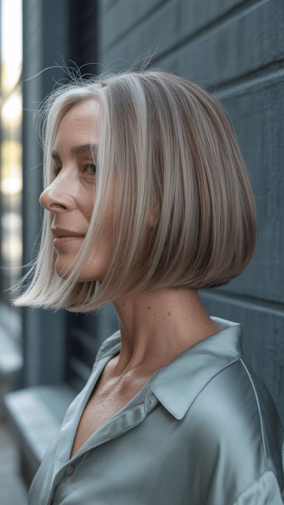 Straight Ash-Blonde Bob With Clean Lines