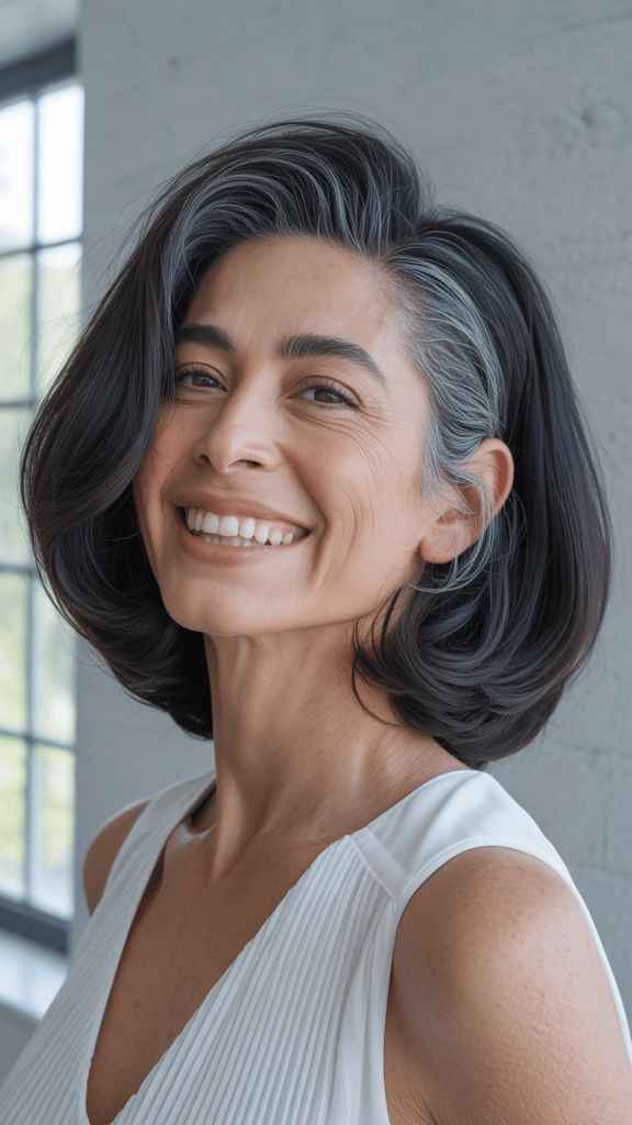 Soft Gray Chin-Length Bob With Volume