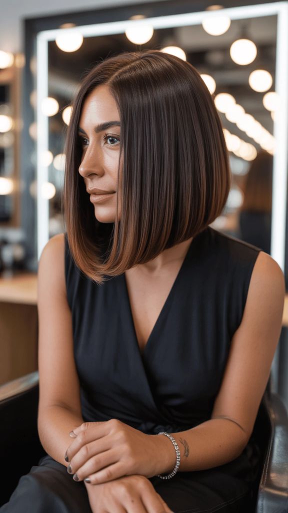 Glossy Straight Bob With Subtle Highlights
