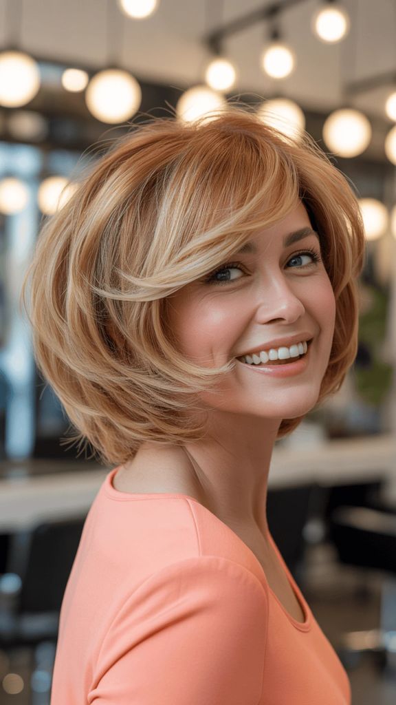 Layered Honey-Blonde Bob With Side Sweep