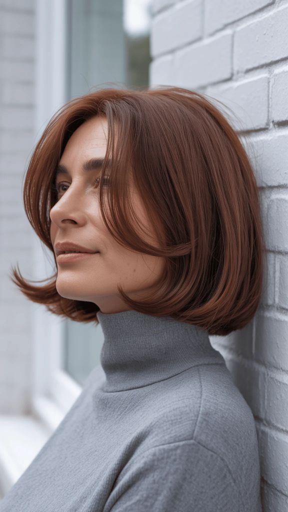 Classic Chin-Length Bob In Warm Auburn