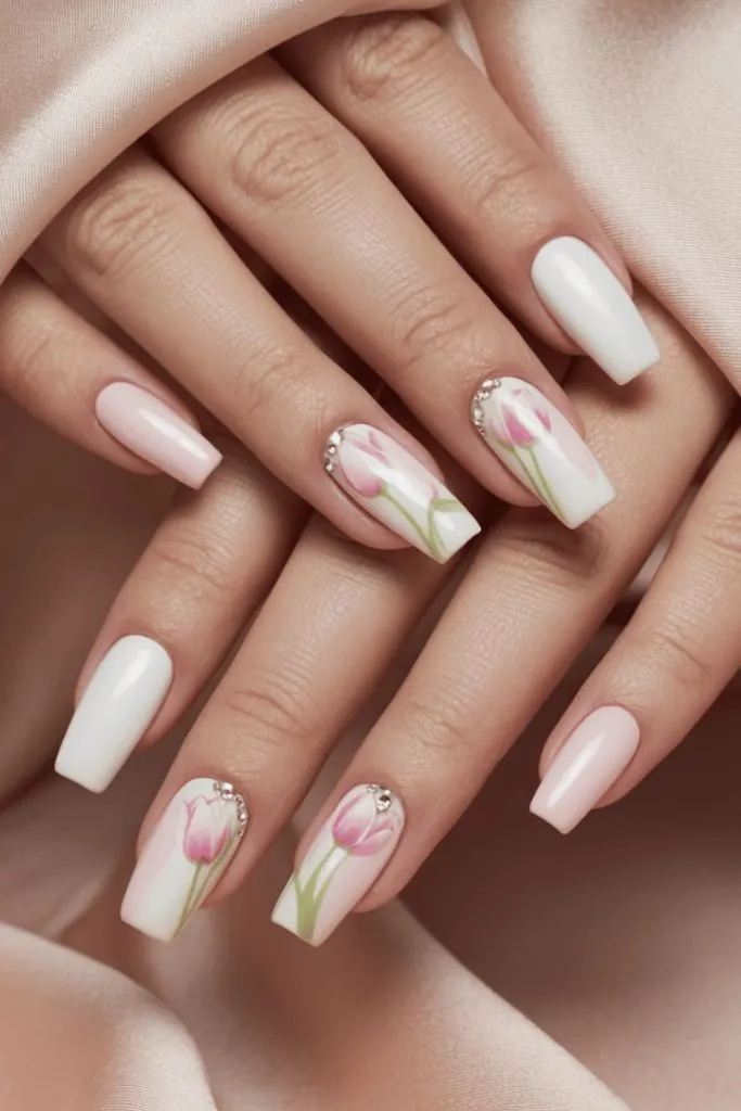 Tulip Coffin Nails In Blush