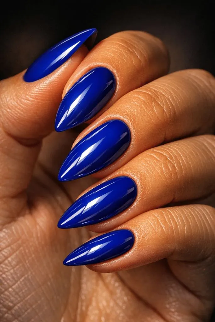 Royal Blue Stiletto Almonds