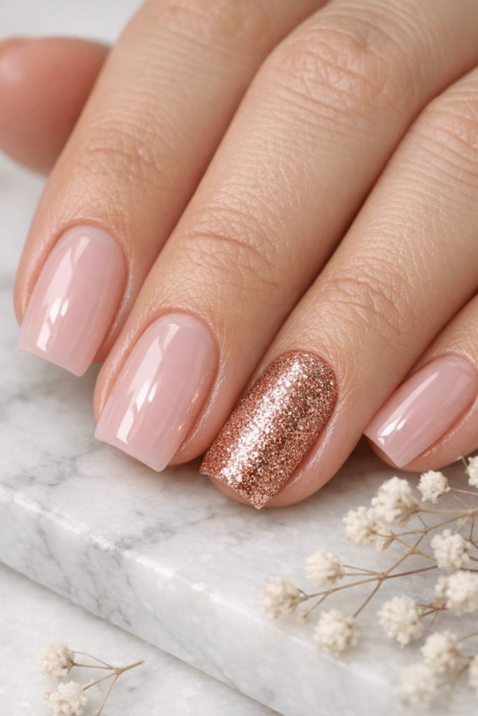 Blush Pink With Rose Gold Glitter