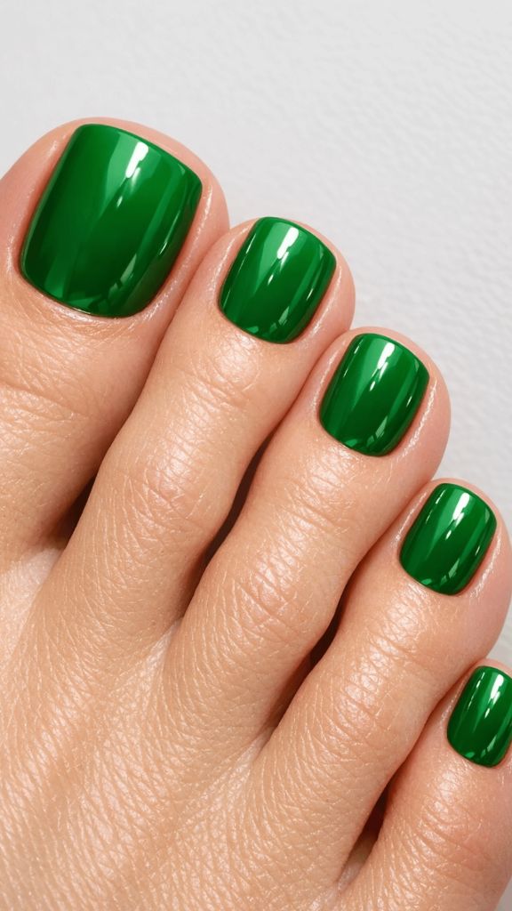 Emerald Forest Green Gel Pedicure