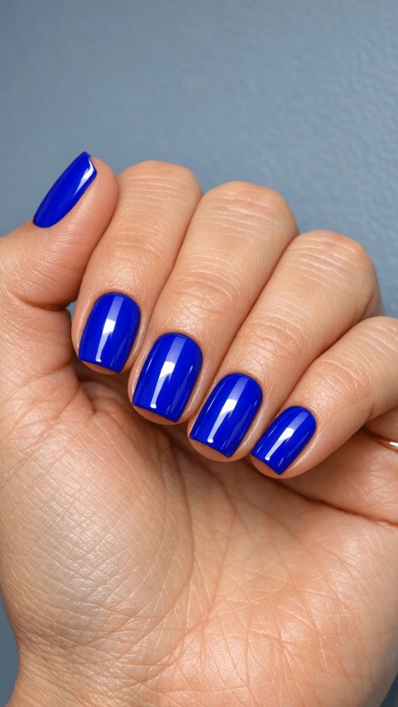 Bright cobalt blue nails