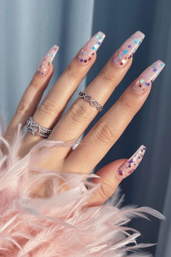 Confetti Glitter Coffin Nails