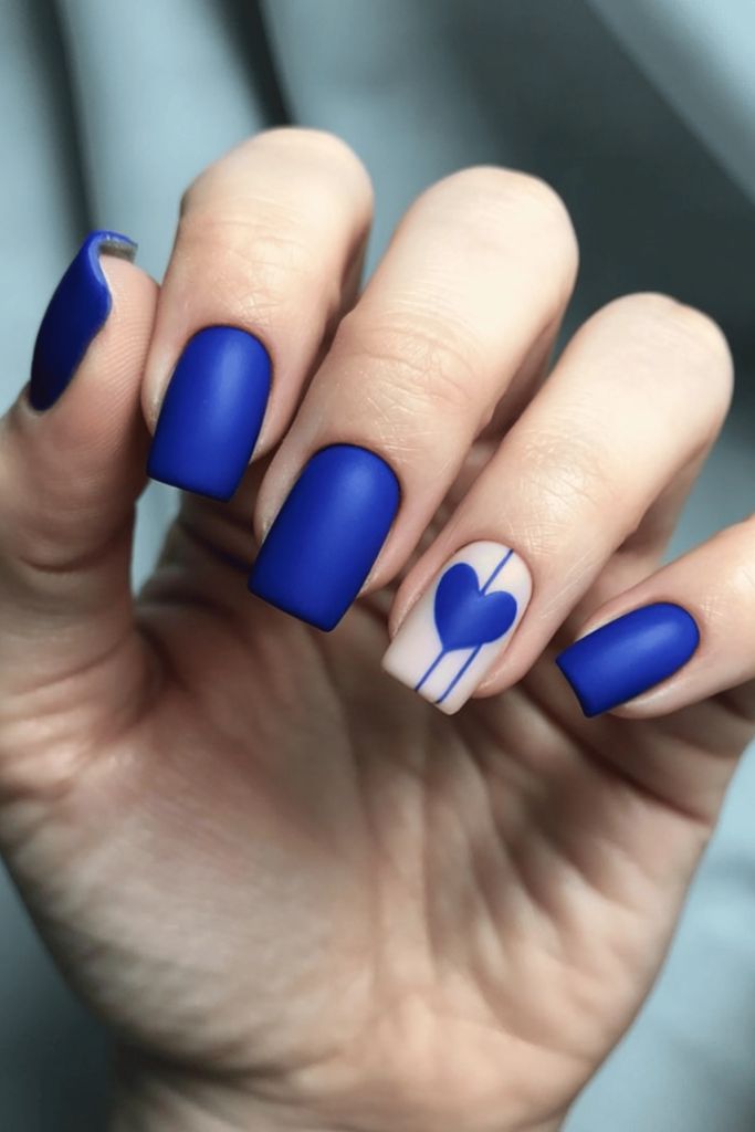 Matte Royal Blue Heart Design