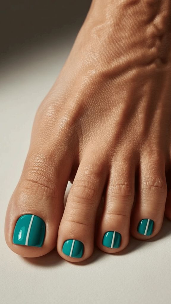 Minimalist Teal With White Stripe Detail