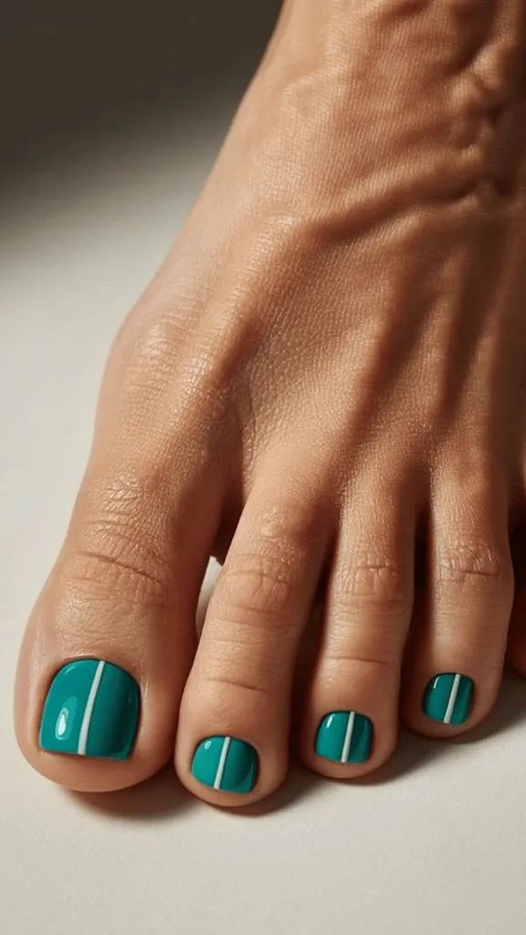 Minimalist Teal With White Stripe Detail