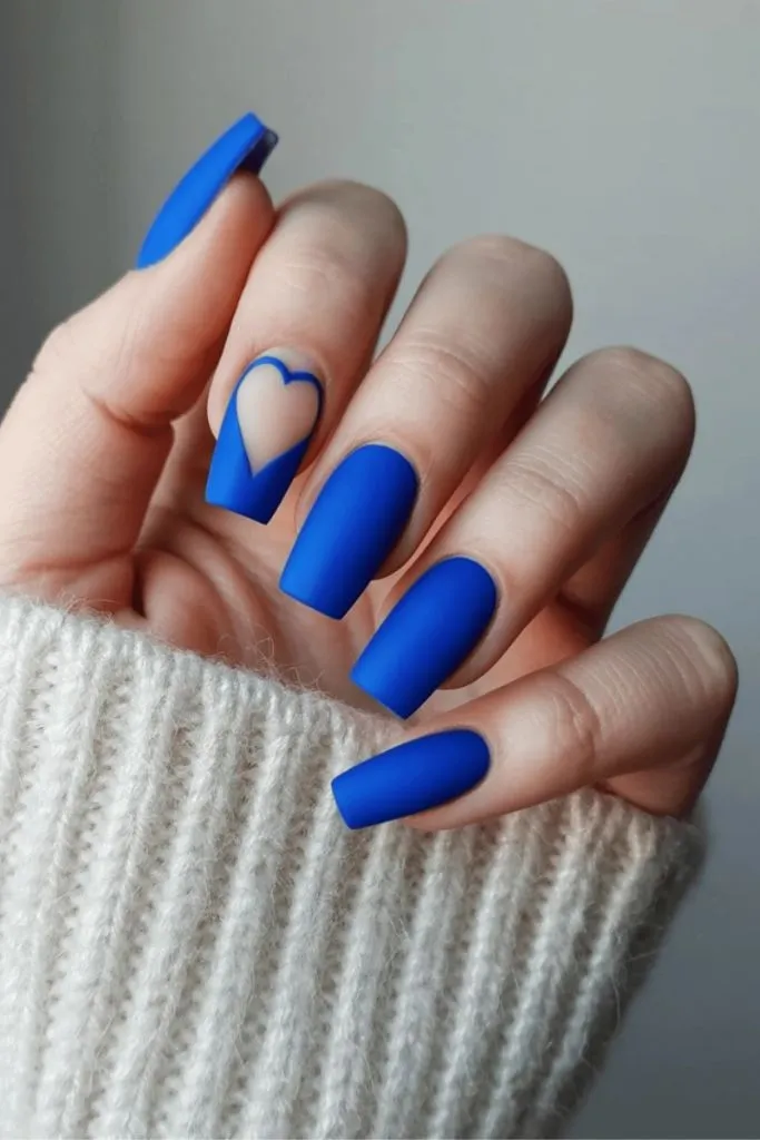 Matte Cobalt Blue With Negative Space Heart
