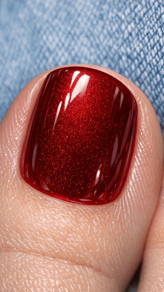 Deep Red Glitter Gel Big Toe