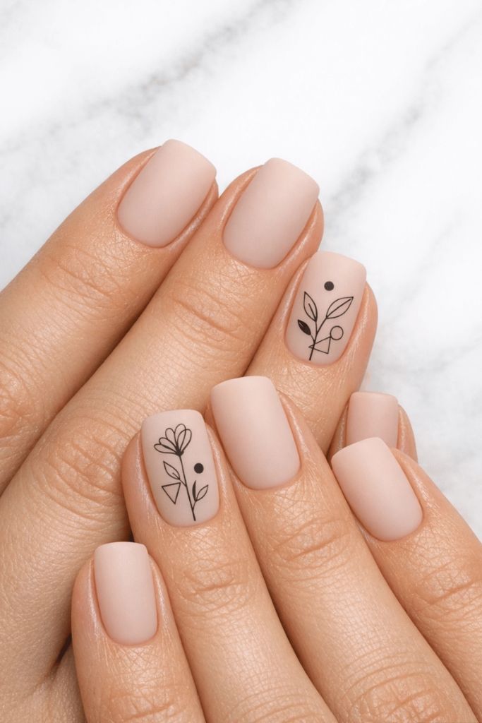 Matte Nude With Botanical Art