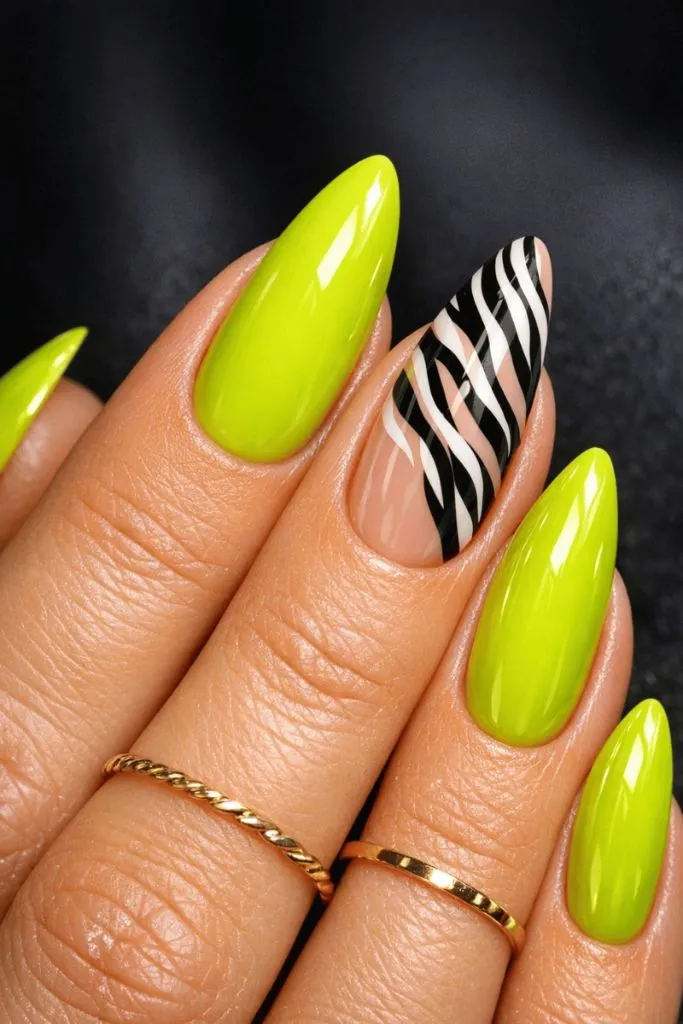 Neon Lime With Abstract Stripes