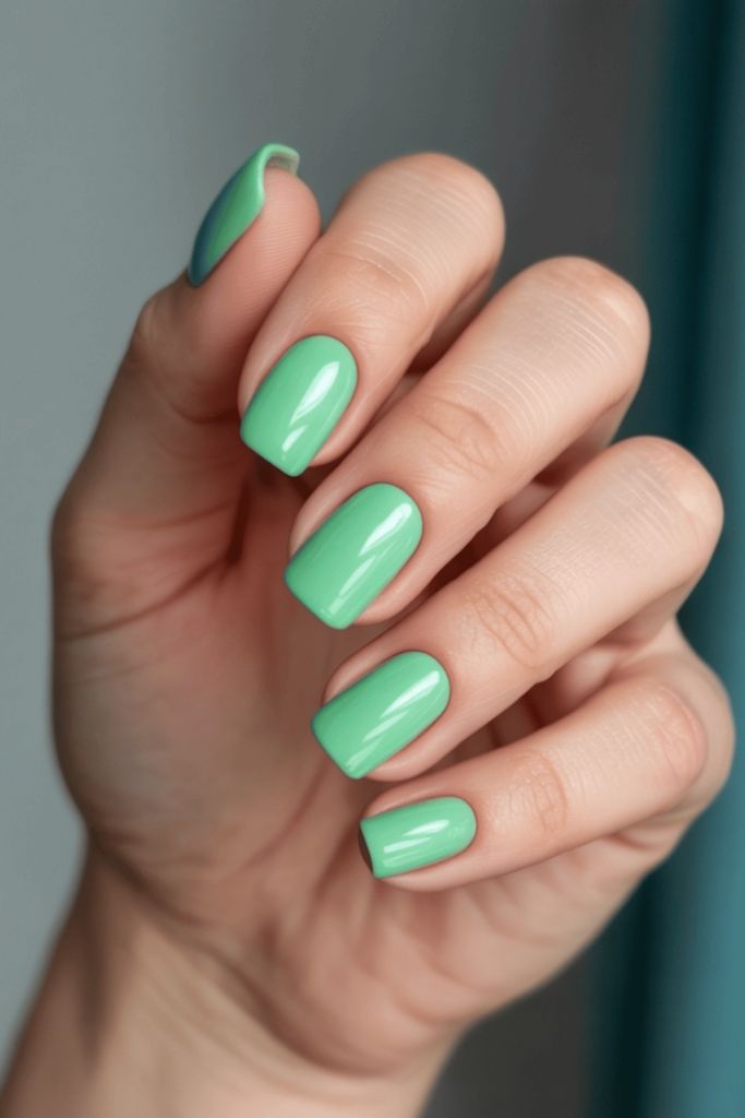 Mint Green Square Nails