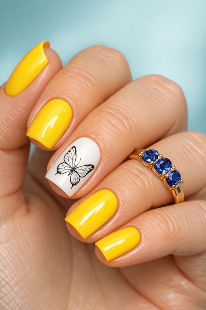 Sunny Yellow Butterfly Accent
