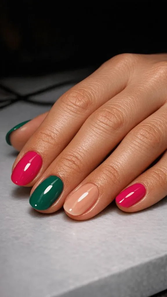 Multi-Color Block Nails