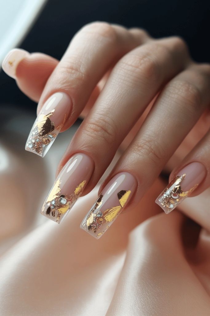 Gold Foil Clear Tip Extensions