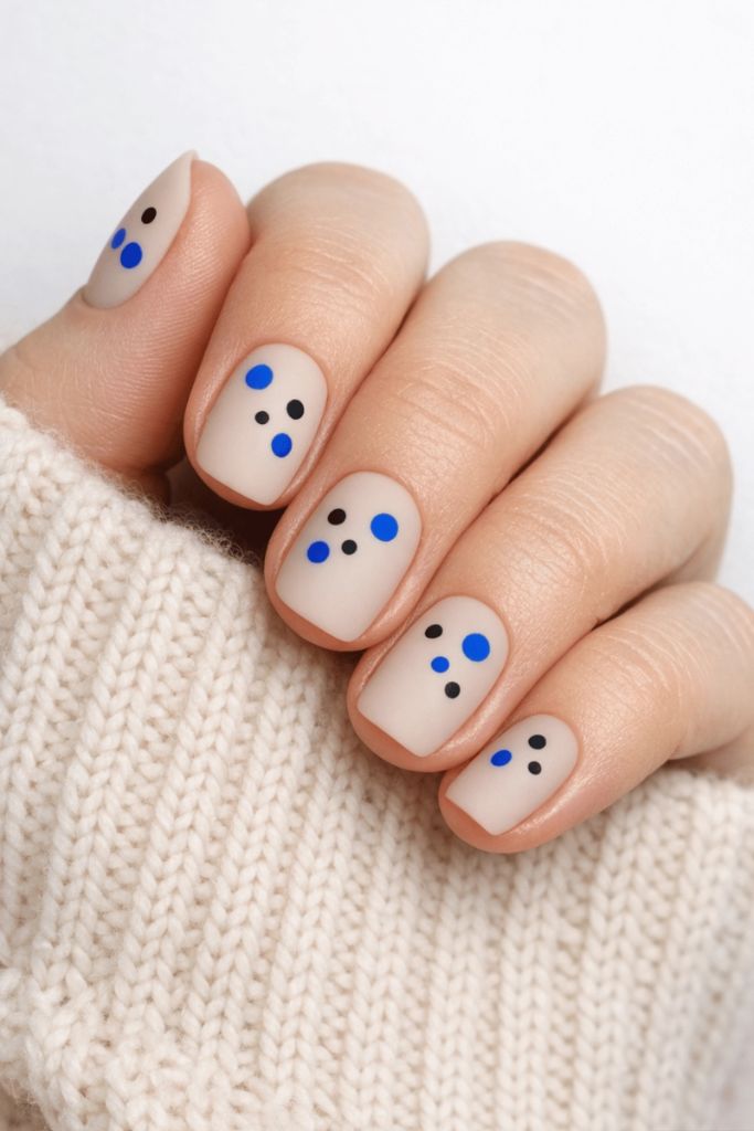 Minimalist Nude With Blue Dots