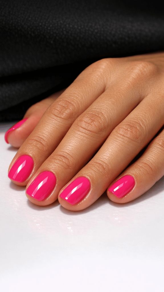 Bright fuchsia pink nails