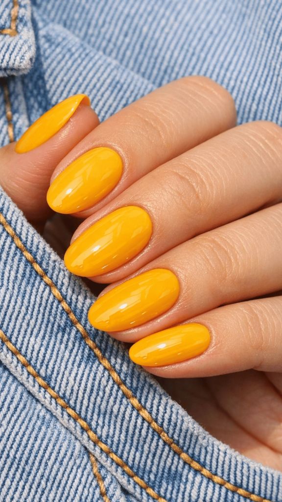 Sunshine Yellow Oval Nails