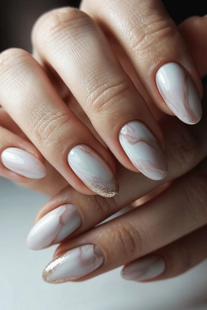 Marble Almond With Gold Accents