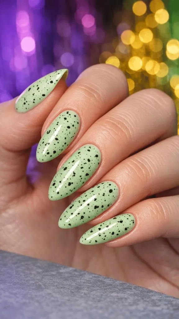 Speckled Green Nails