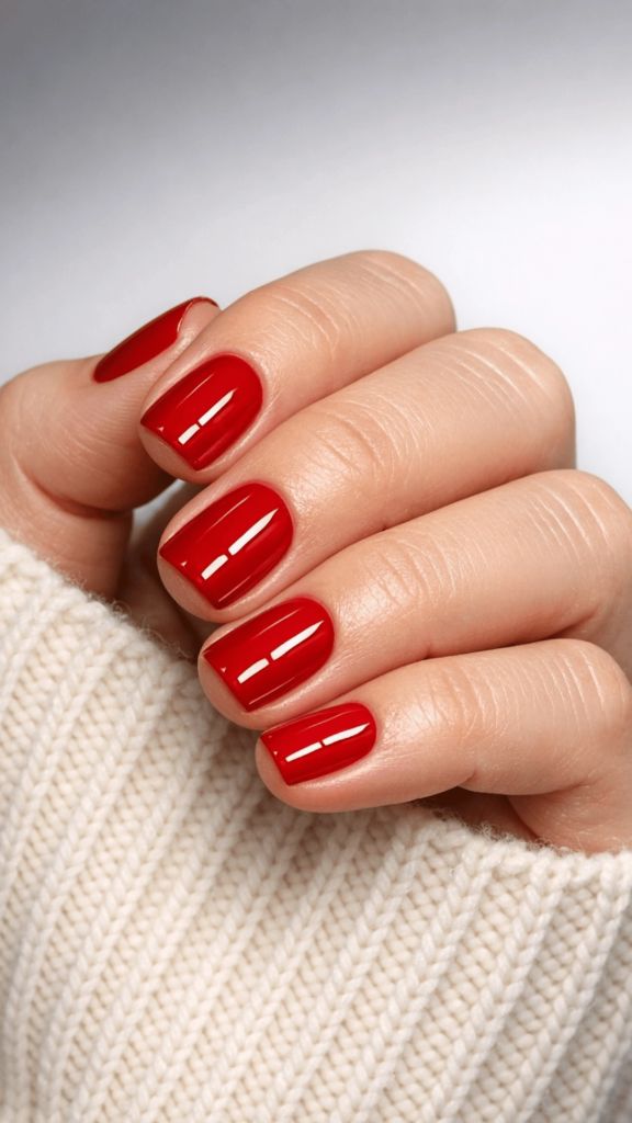 Classic glossy red nails