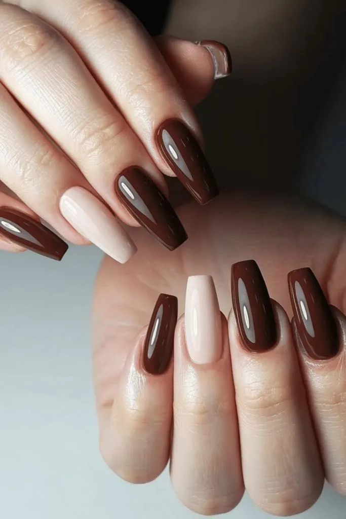 Chocolate and Cream Nails