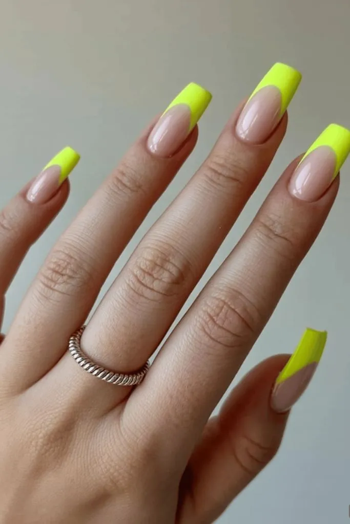 Neon Yellow French Tips