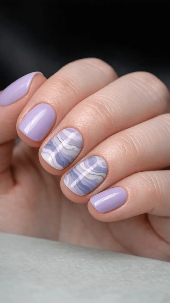 Lavender Marble Nails