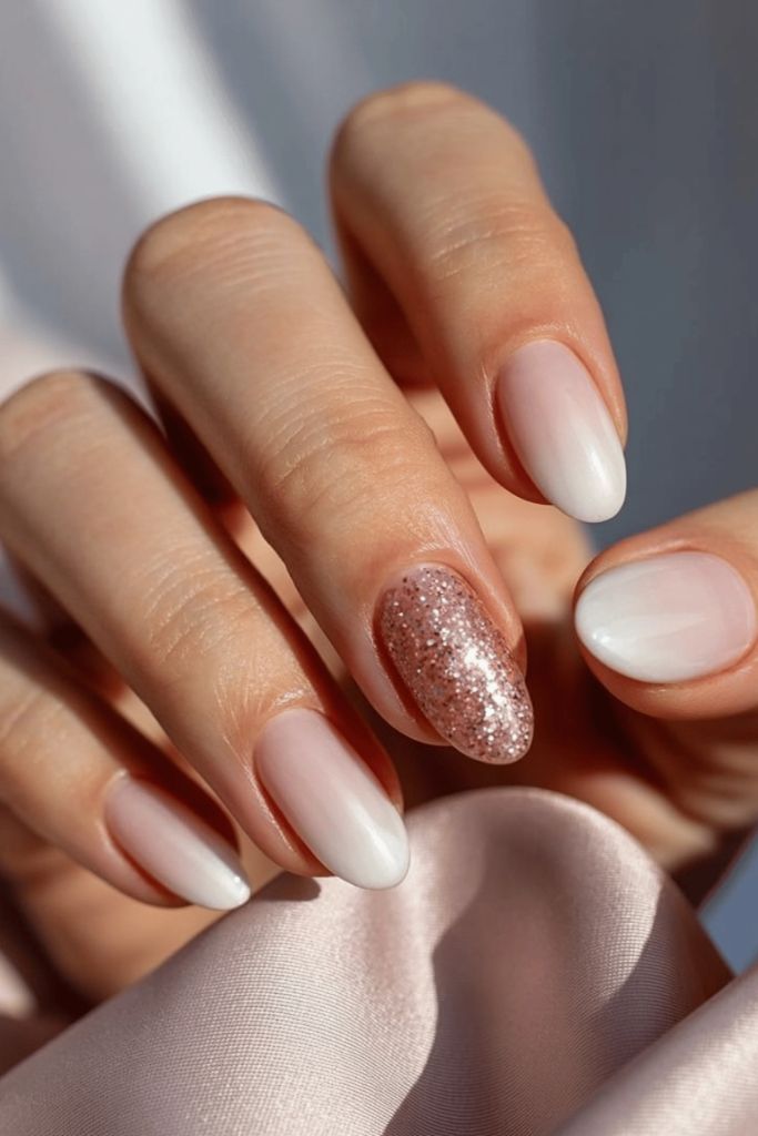 Milky Ombré With Rose Gold Glitter