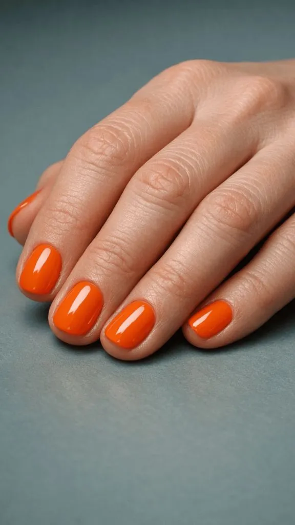 Orange Short Nails