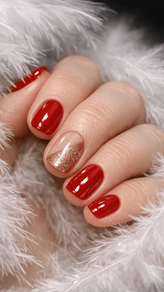 Red and Rose Gold Nails