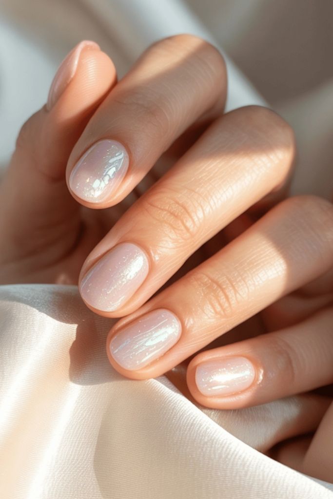 Glazed Shimmer Nude Nails
