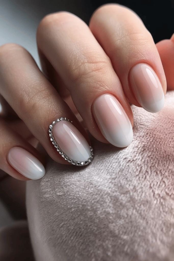 Milky Ombré With Crystal Border