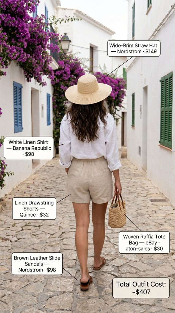 White Linen Shirt and Shorts