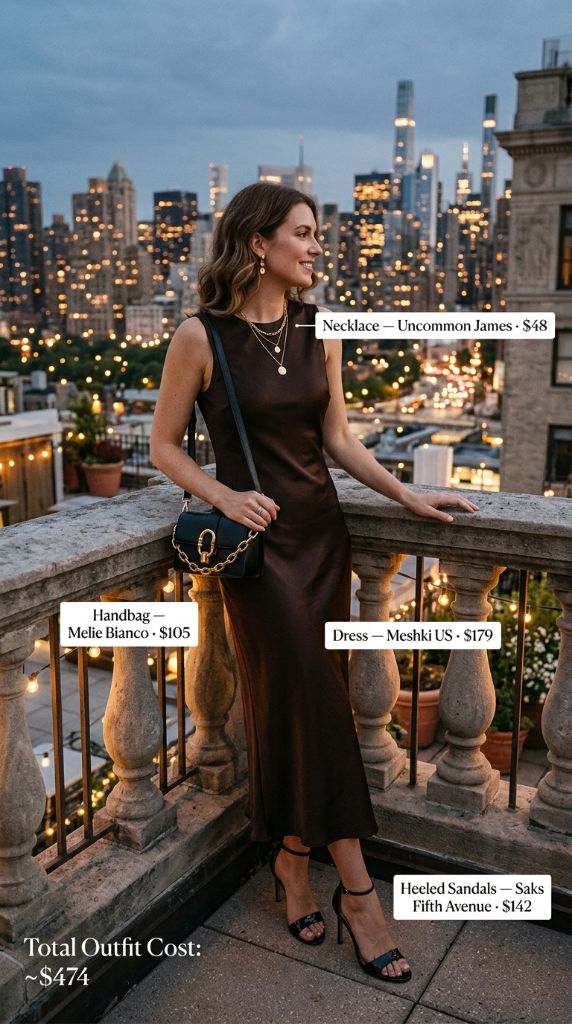 Chocolate Satin Maxi Dress