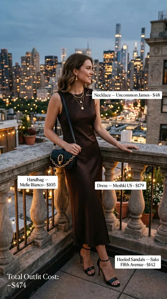 Chocolate Satin Maxi Dress