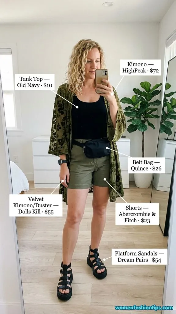 Olive Kimono Outfit