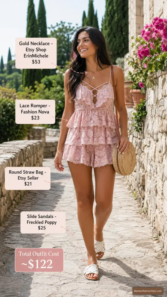 Pink Lace Romper
