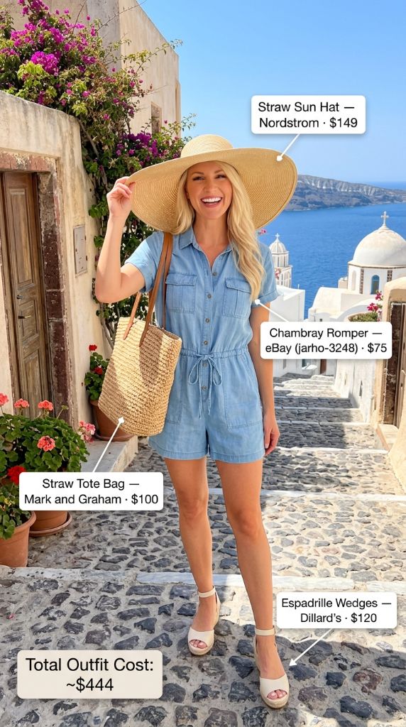 Chambray Romper Vacation Look