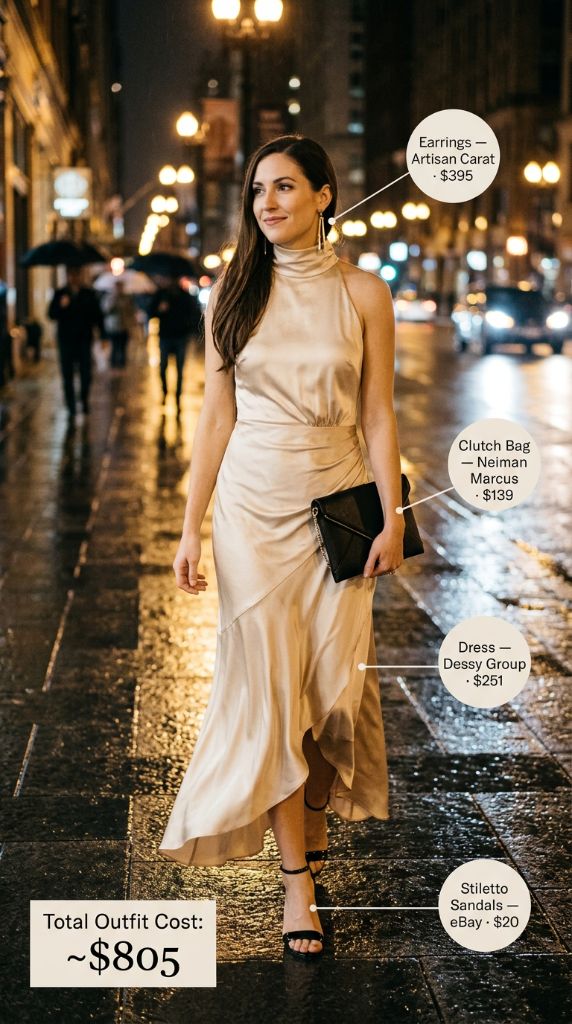 Champagne Satin Halter Dress