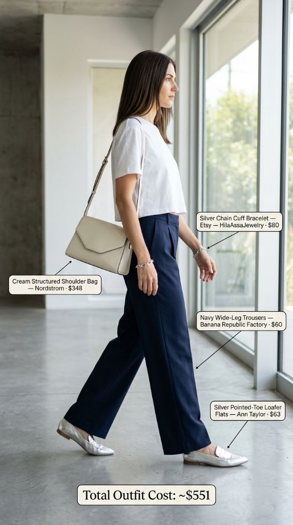 Polished Office Chic With Silver Accents