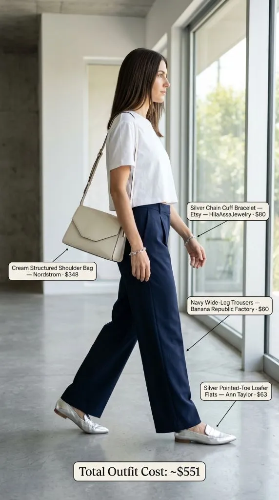 Polished Office Chic With Silver Accents