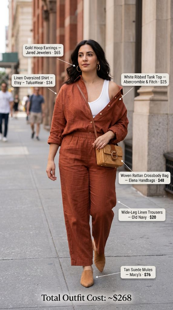 Rust Linen Oversized Shirt Co-Ord